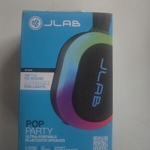 JLab Pop Party Portable Bluetooth Speaker - Black with RGB Accents